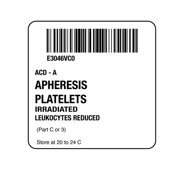 Nevs ISBT 128 Apheresis Platelets Irradiated-Part 3 2" x 2" BBC-3046-3 - main